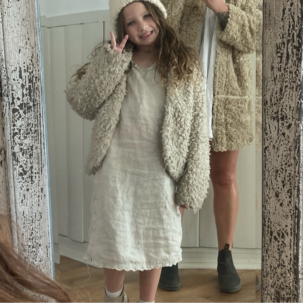 Old navy girls boucle shag coat, faux fur, cozy winter jacket, coat, holiday EUC